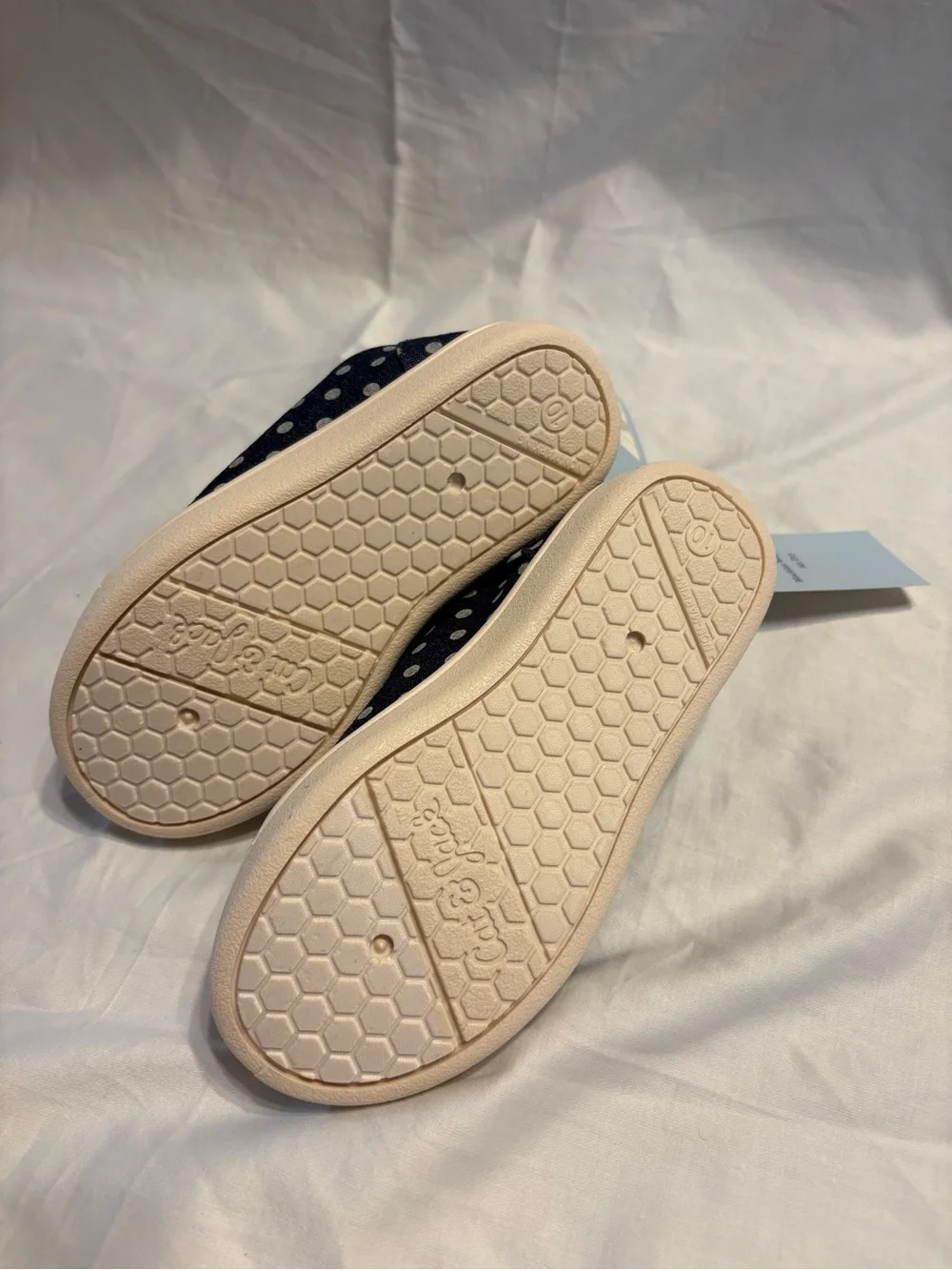 Parker Navy Polka Dot Kids Sneakers with Cream Toe